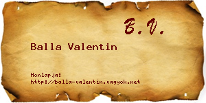 Balla Valentin névjegykártya